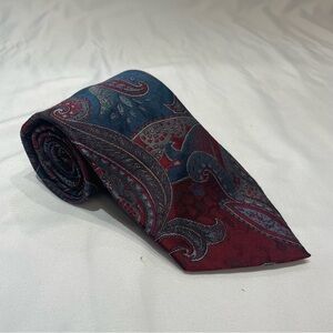 Christian Dior Monsieur Paisley Red & Blue Neck Tie Men's ~58in long 3.5in wide
